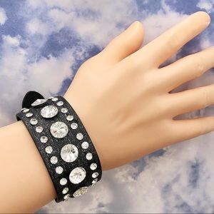Belt Buckle Bling Rhinestone Black Strap bracelet